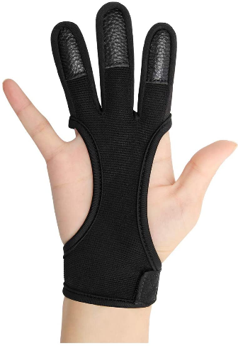edealing Archery Gloves 3 Finger Handmade Leather Guard Shooting Finger Protector for Compound Bow 
